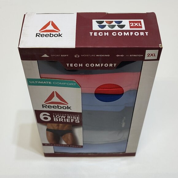 Reebok Performance Low Rise Briefs Men's 2XL 6-Pack Moisture Wicking Comfort NIB - Picture 5 of 7
